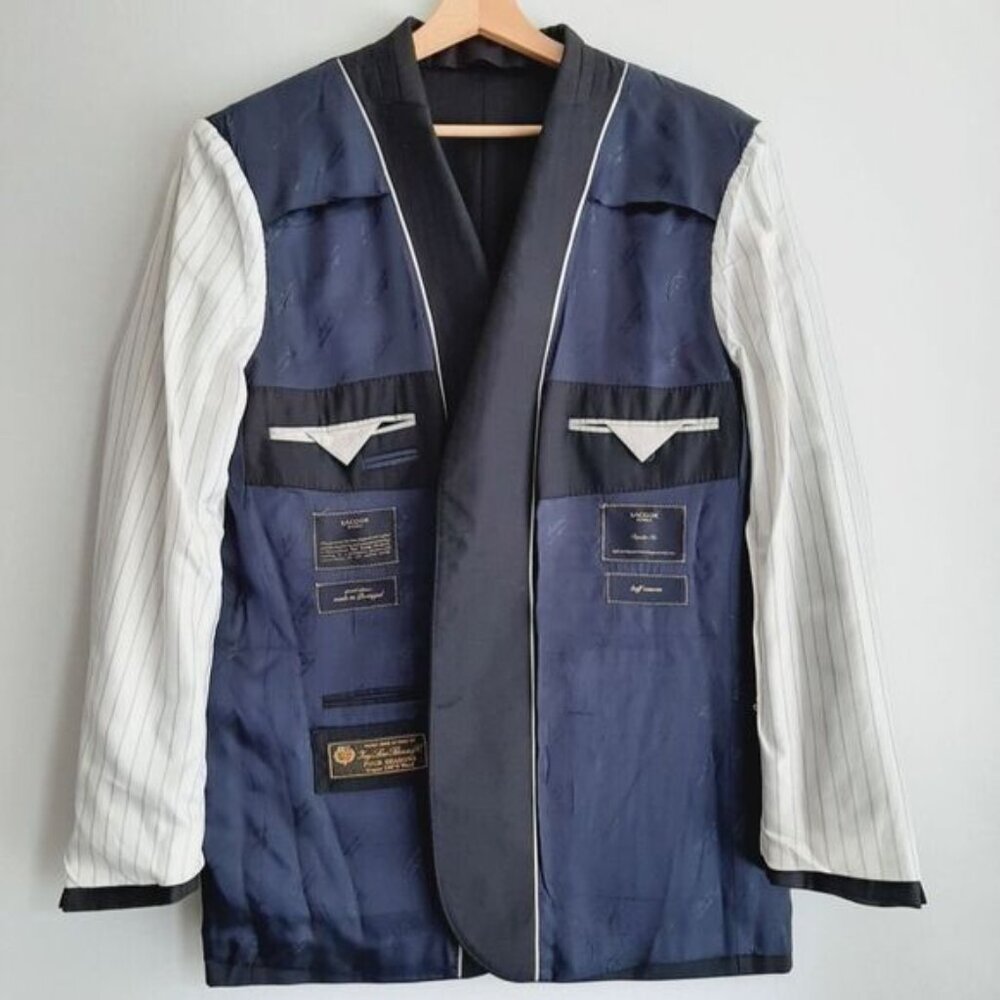 SACOOR BROTHERS Portugal Super 130's Virgin Wool Blazer Jacket Navy Men's Sz 42 - Picture 11 of 16